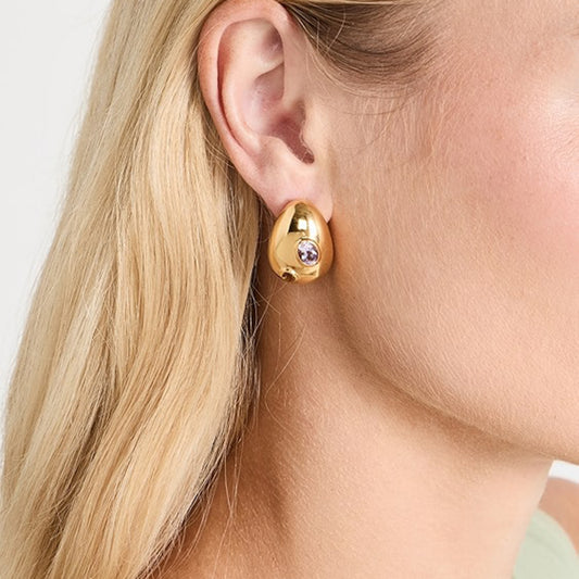 Gold Gem Dome Stud Earrings