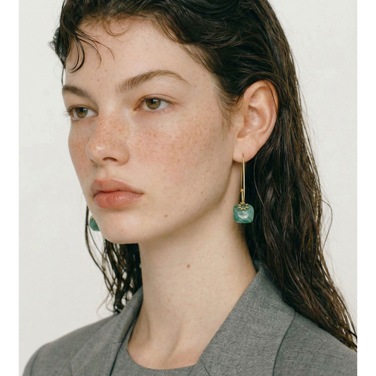 Tiger Eye Stone Drop Green Earrings