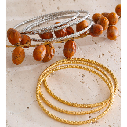 Aura Diamond-Cut Stackable Bangle Set