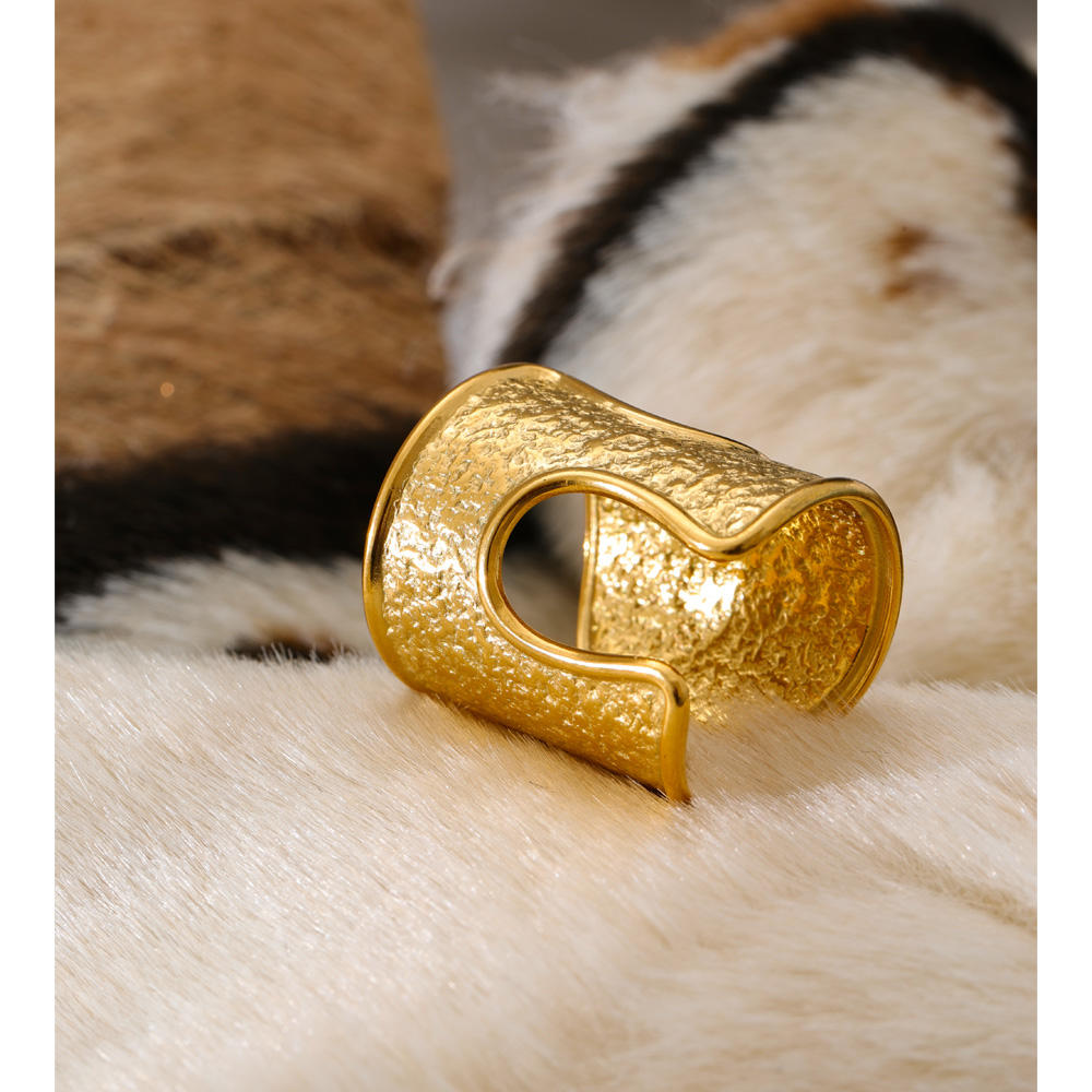 Textured Gold Cuff Ring