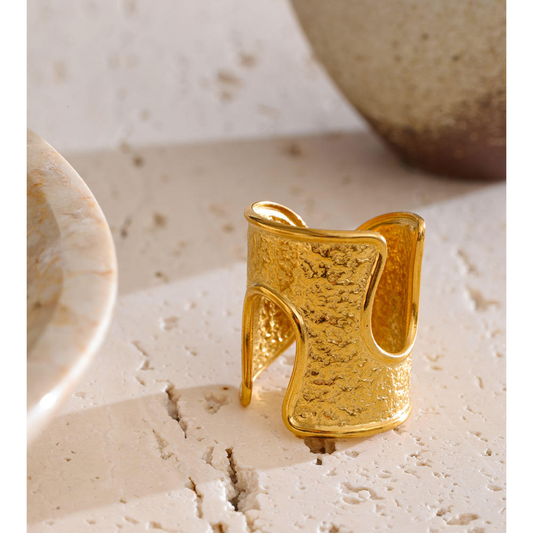 Textured Gold Cuff Ring