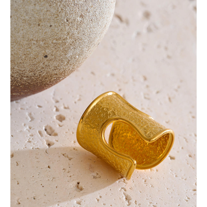 Textured Gold Cuff Ring