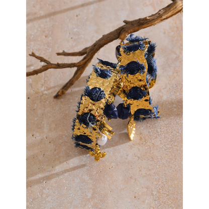 Boho Denim Charm Gold Bracelet