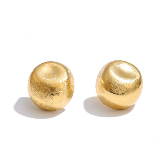 Brushed Dome Stud Earrings – Gold Finish