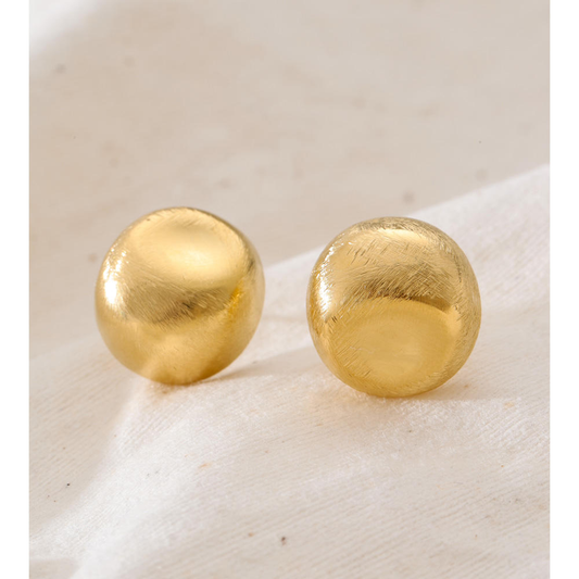 Brushed Dome Stud Earrings – Gold Finish