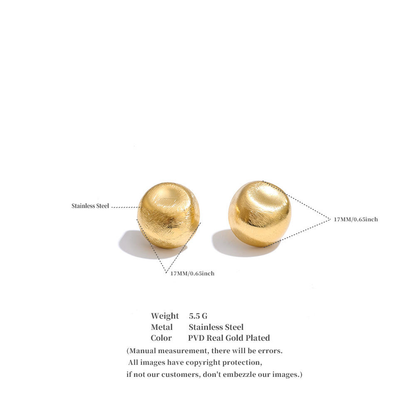Brushed Dome Stud Earrings – Gold Finish