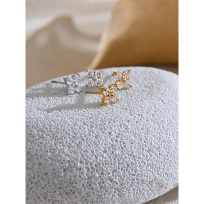 Bloom Crystal Stud Earrings – Gold