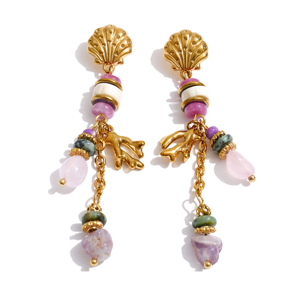 Coral Bloom Drop Earrings
