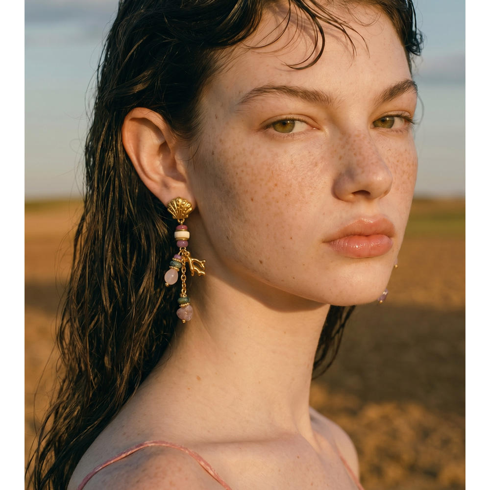 Coral Bloom Drop Earrings
