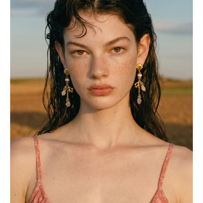 Coral Bloom Drop Earrings