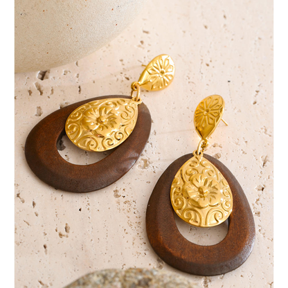 Savannah Bloom Wooden Drop Earrings