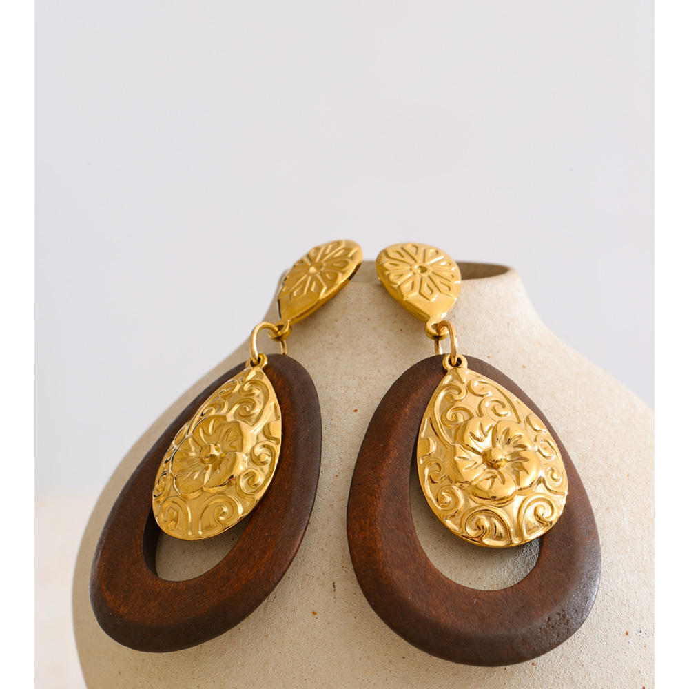 Savannah Bloom Wooden Drop Earrings