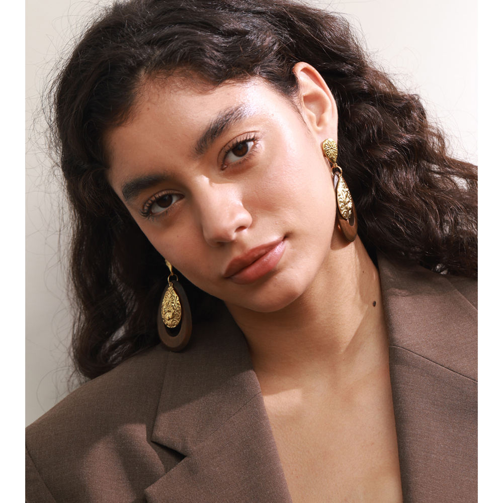 Savannah Bloom Wooden Drop Earrings