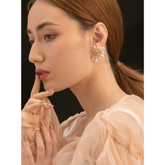 Luna Pearl Statement Earrings – Gold Plated