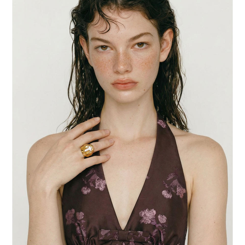 Luna Pearl Statement Ring – Gold