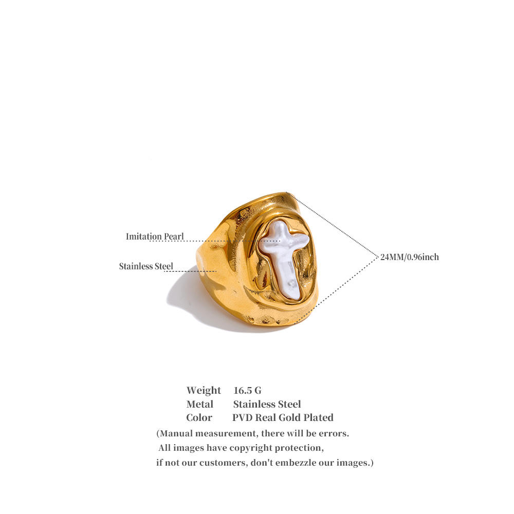 Luna Pearl Statement Ring – Gold