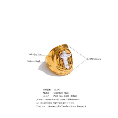 Luna Pearl Statement Ring – Gold