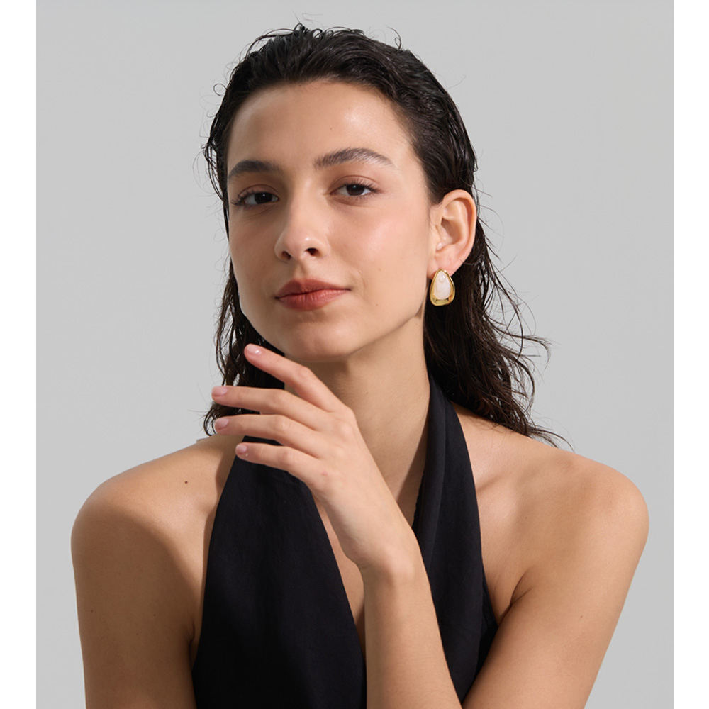 Luna Marble Stud Earrings