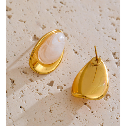 Luna Marble Stud Earrings