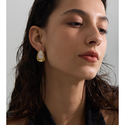 Luna Marble Stud Earrings
