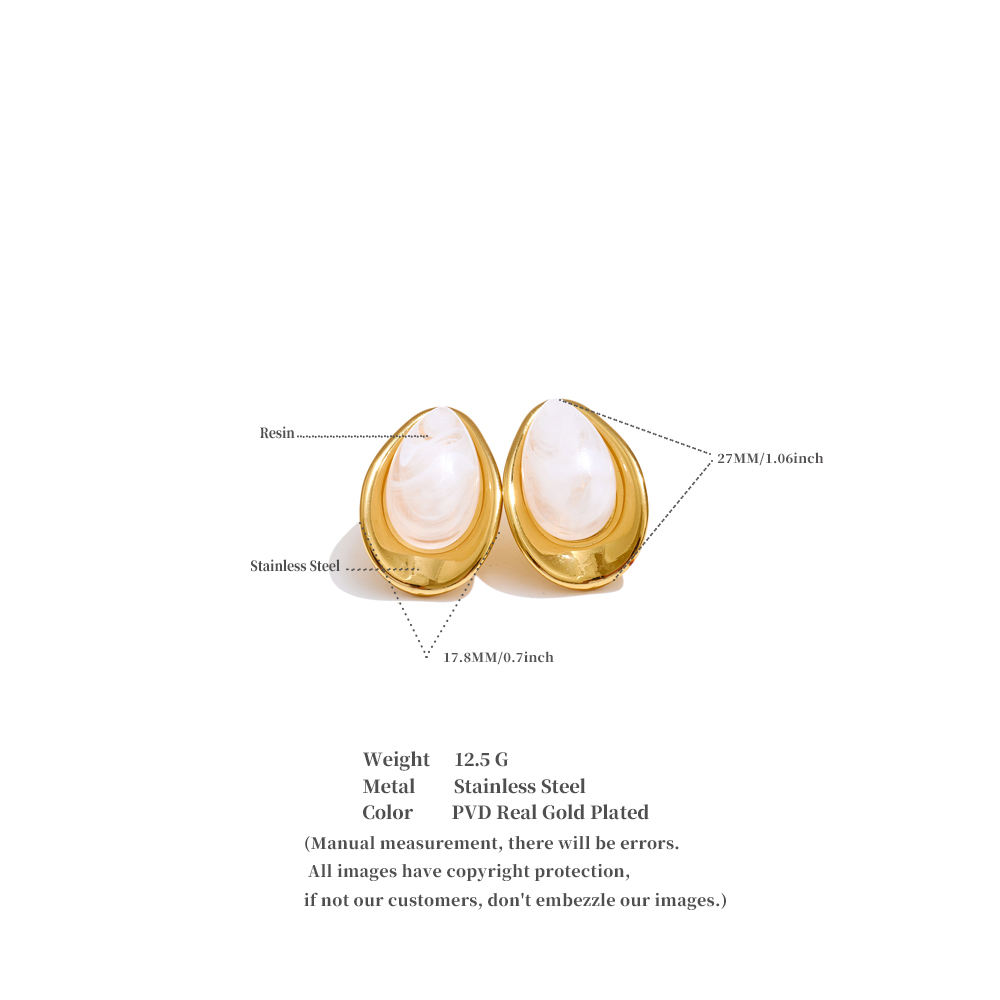 Luna Marble Stud Earrings