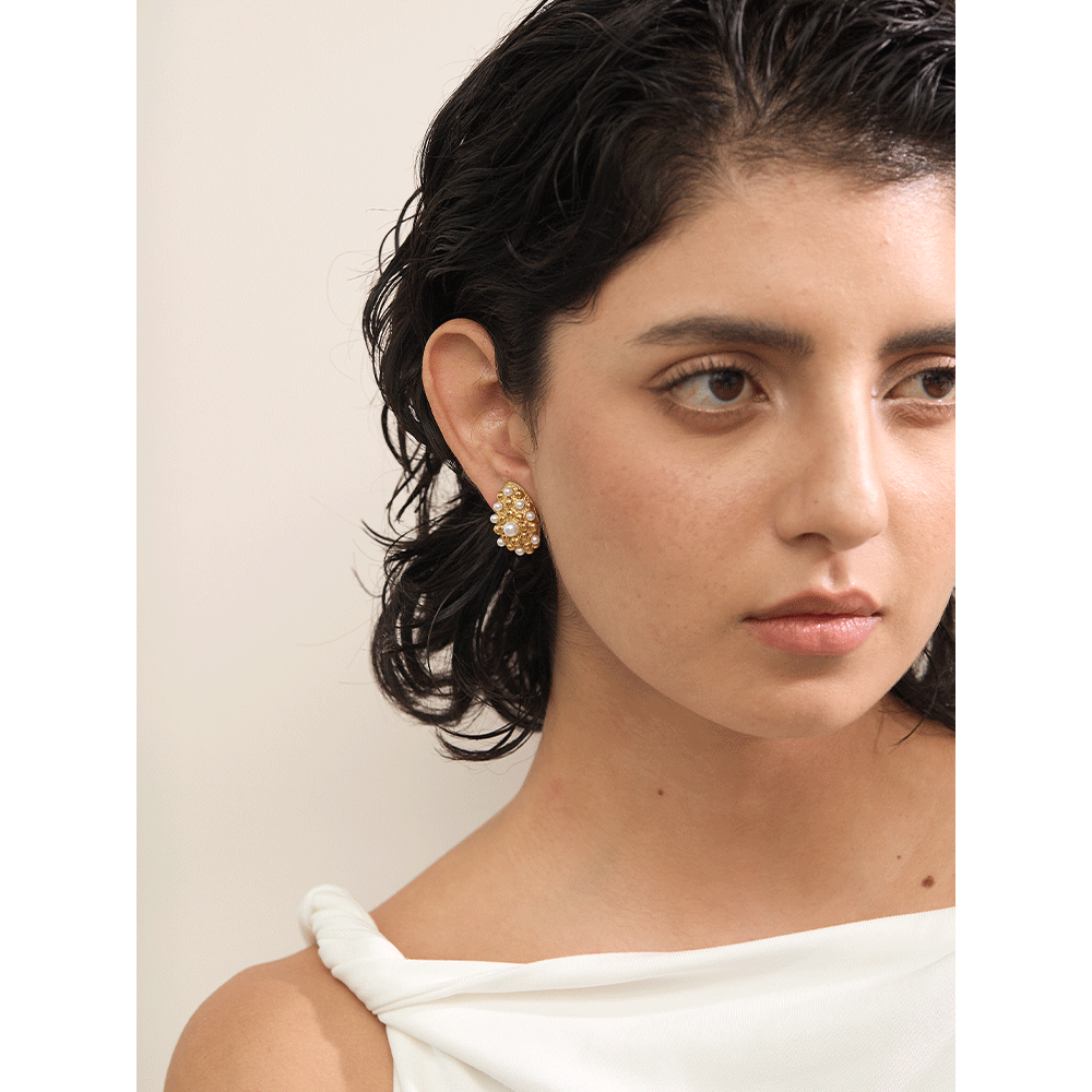 Celeste Pearl Bloom Stud Earrings