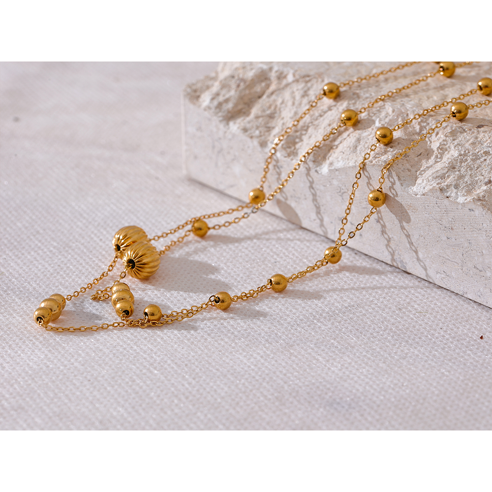 Golden Beaded Statement Necklace