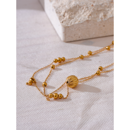 Golden Beaded Statement Necklace