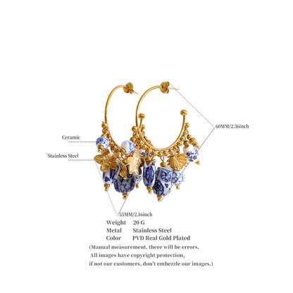 Azure Bloom Charm Hoop Earrings