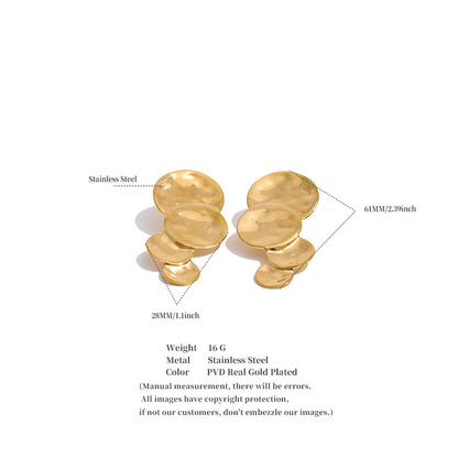 Luna Hammered Gold Disc Statement Earrings