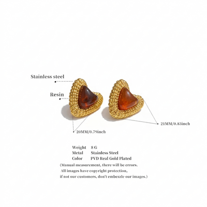 The Sienna Heart Studs