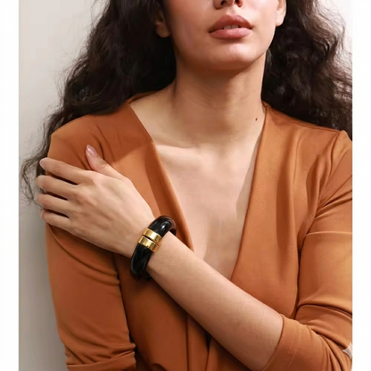The Onyx & Gold Architectural Bangle