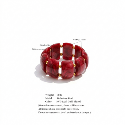 Crimson Marble Resin Statement Bracelet