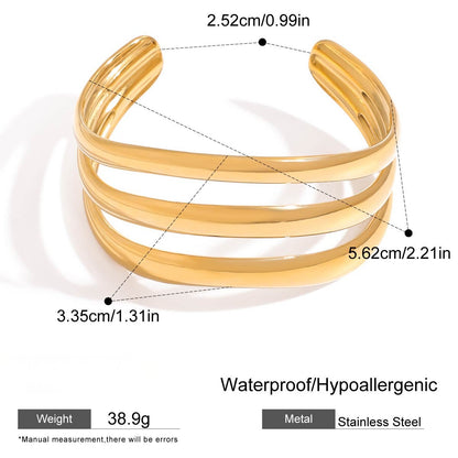 Triple Band Gold Cuff Bracelet