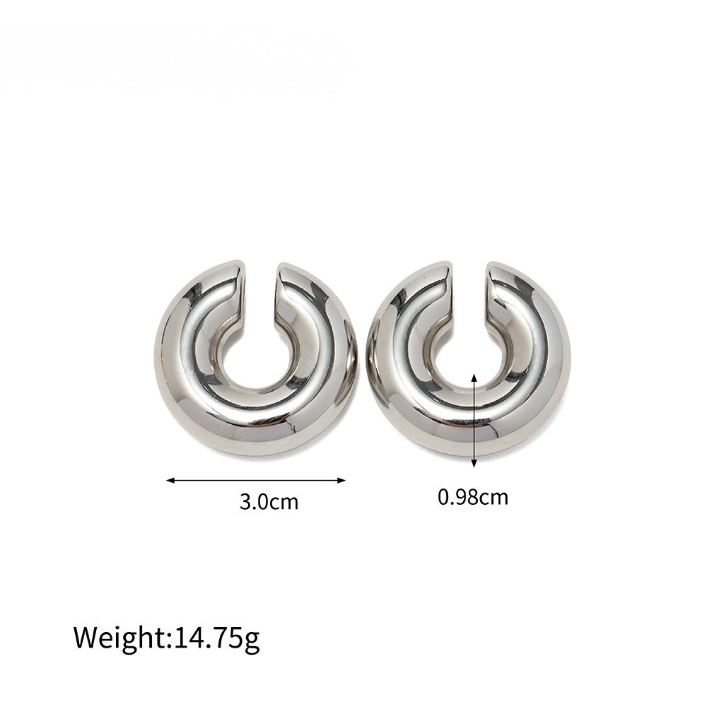 Dome Huggie Earrings – Silver Tone