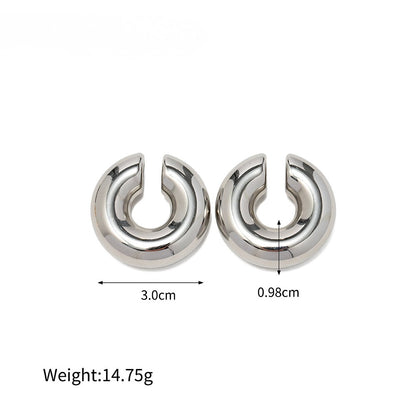 Dome Huggie Earrings – Silver Tone