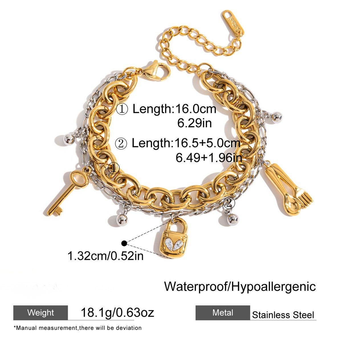 Key & Lock Charm Bracelet