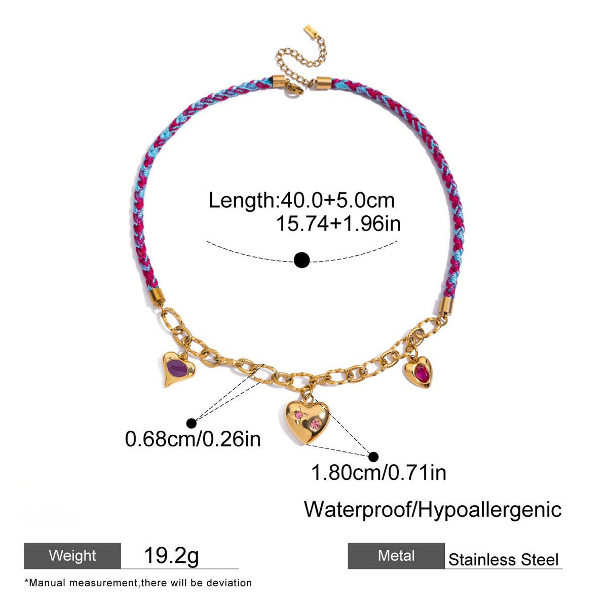 Braided Heart Charm Choker Necklace