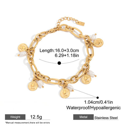 Coin Charm Link Bracelet