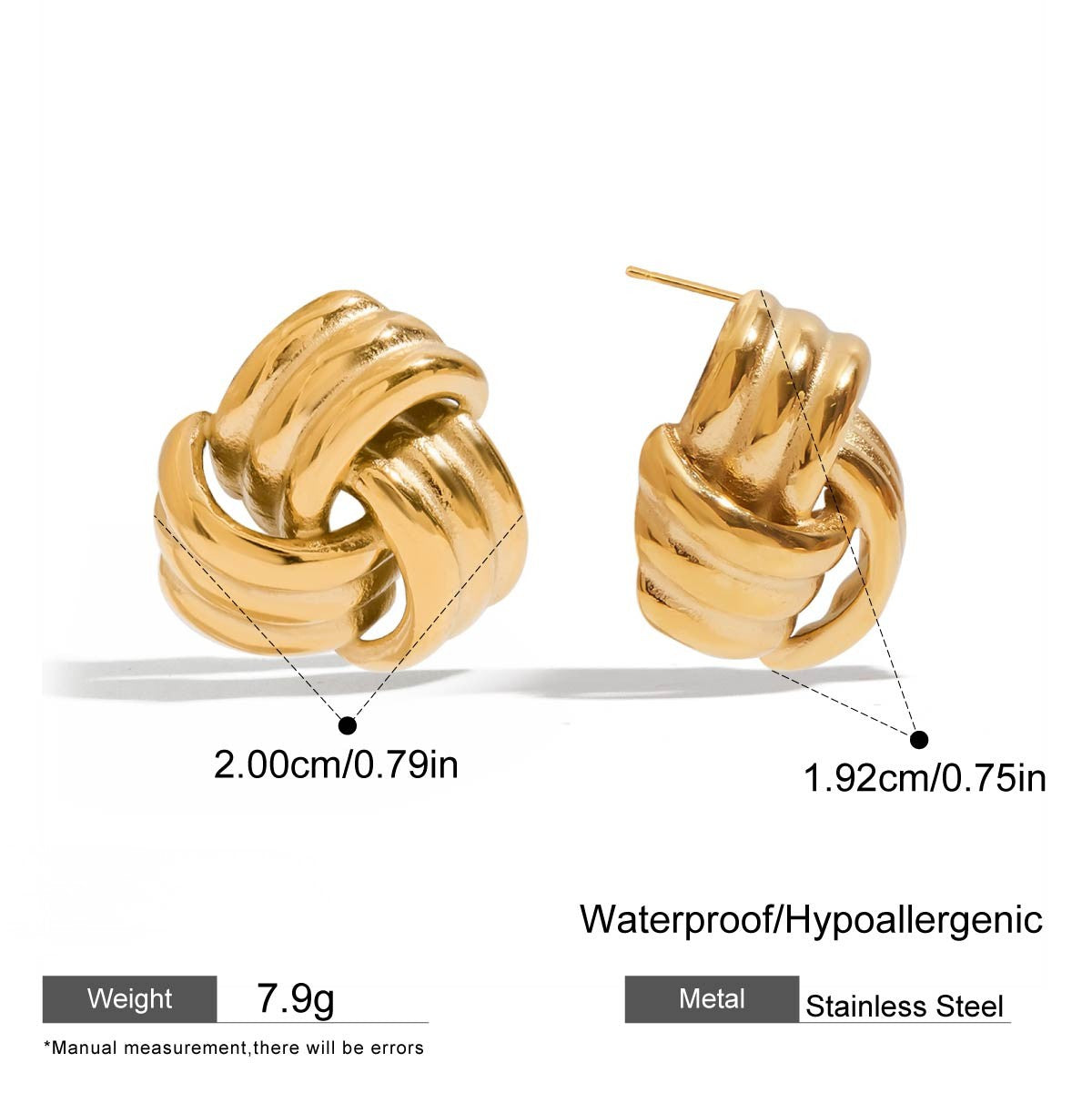Gold Knot Stud Earrings