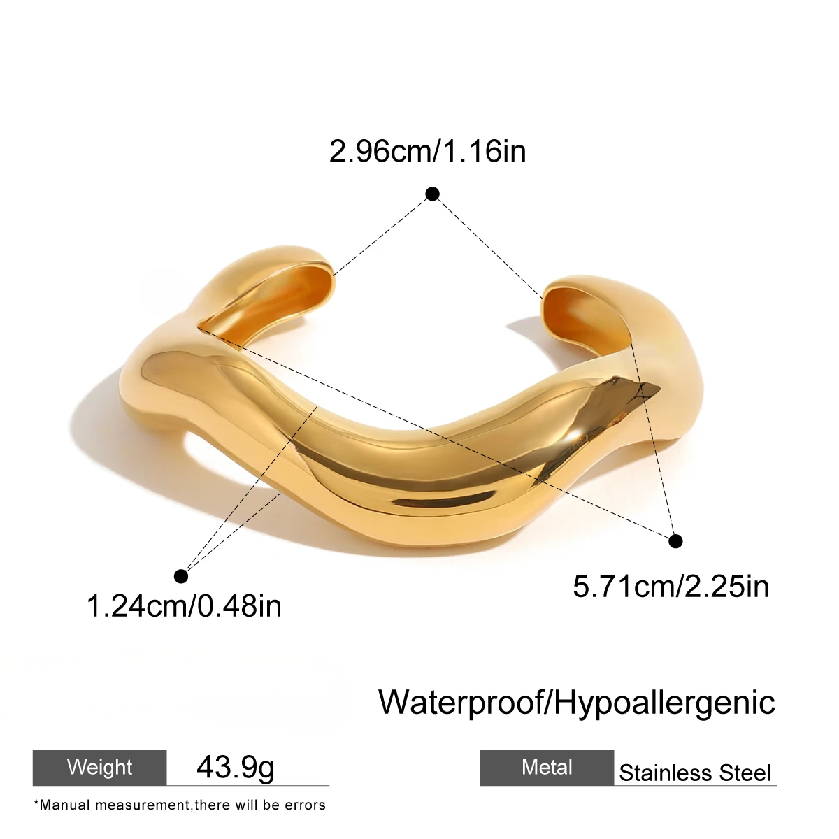 Minimal Gold Wave Bangle Bracelet