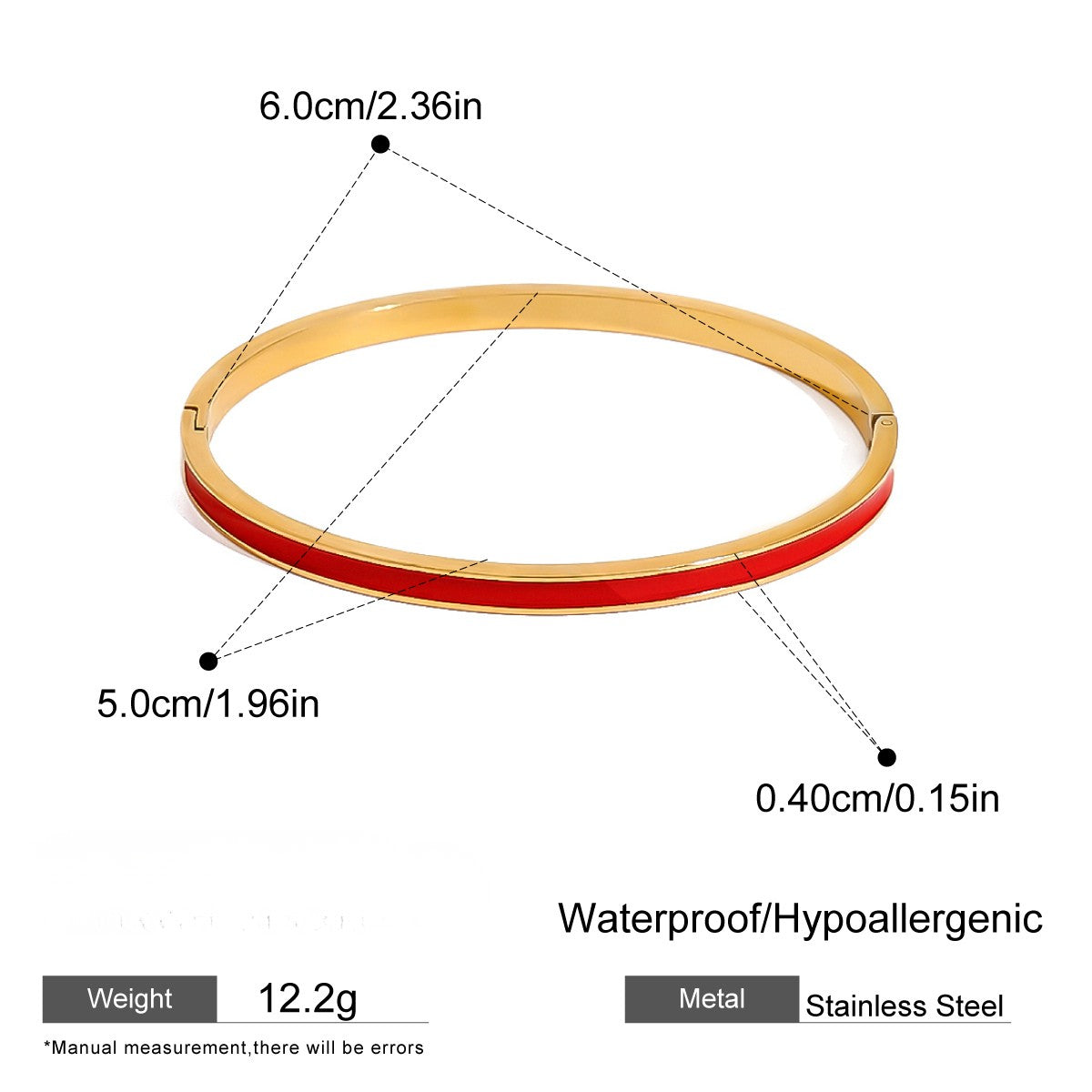 Gold & Red Enamel Bangle