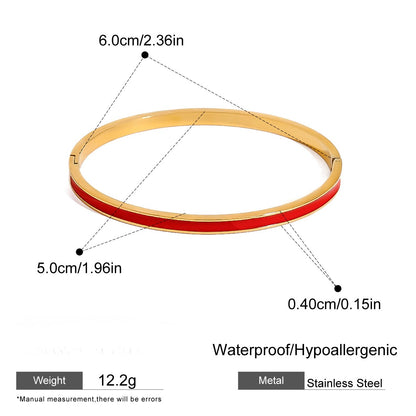 Gold & Red Enamel Bangle
