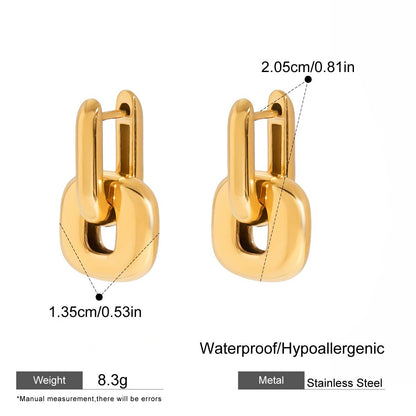 Gold Link Drop Huggie Earrings