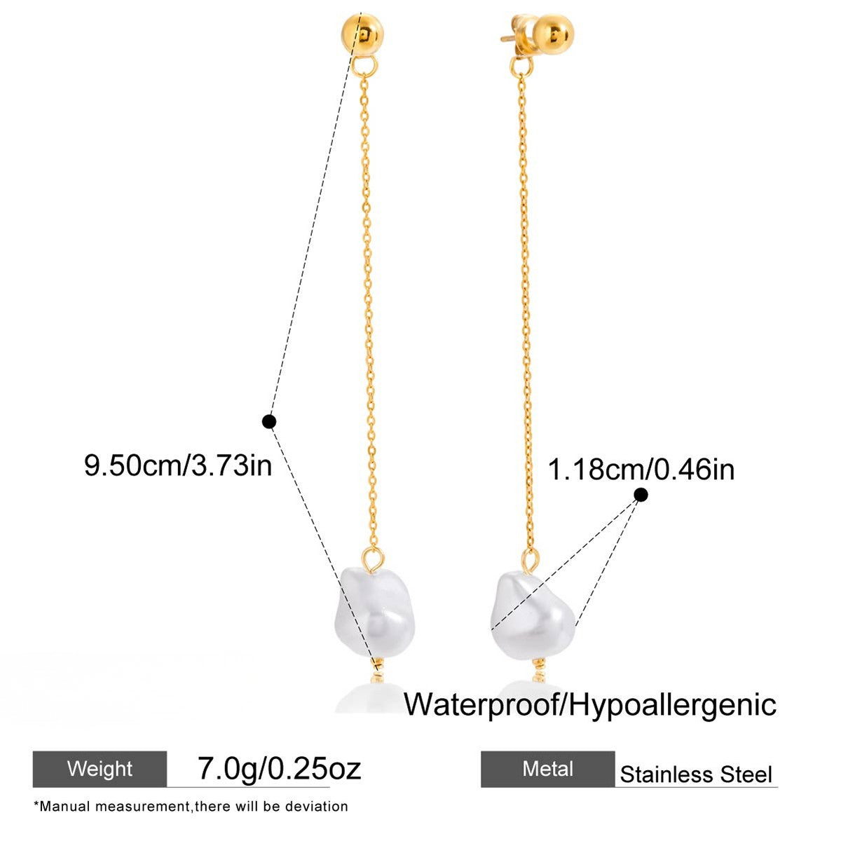 Long Pearl Drop Earrings