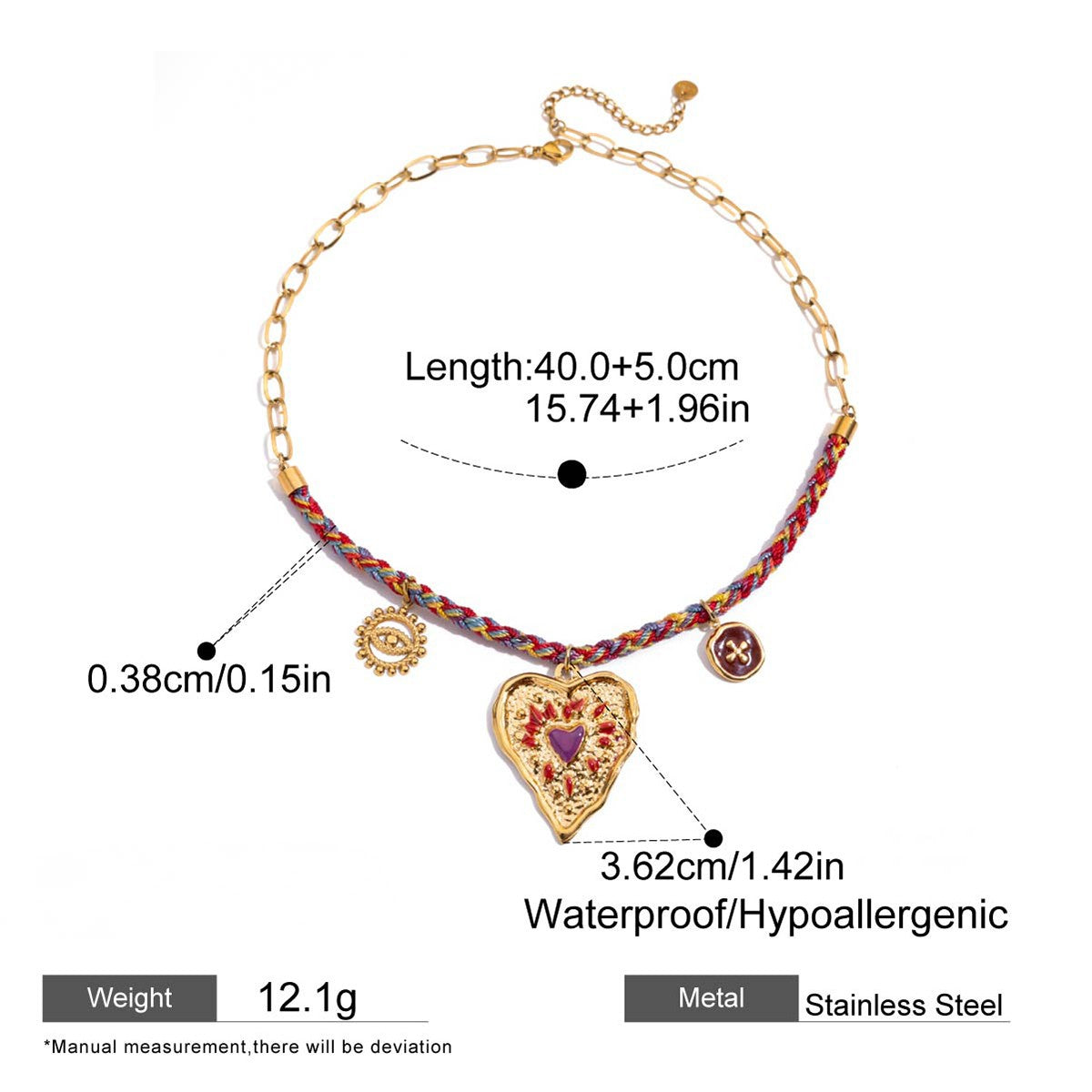 Braided Statement Heart Choker Necklace