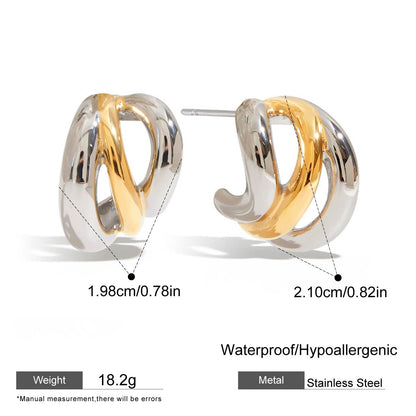 Two-Tone Sculpted Hoop Earrings
