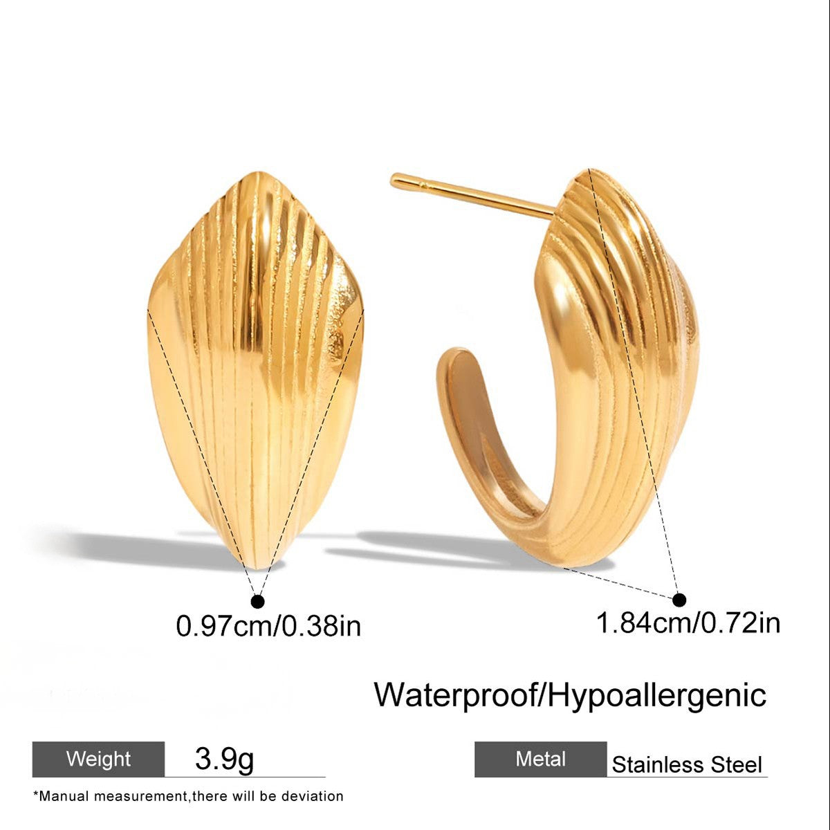 Gold Ripple Huggie Earrings