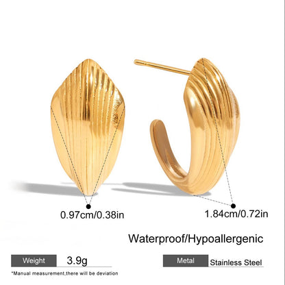 Gold Ripple Huggie Earrings
