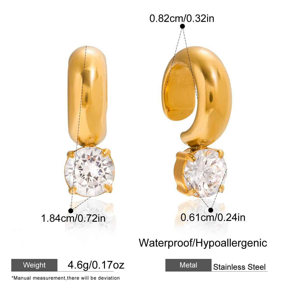 Crystal Huggie Stud Earrings